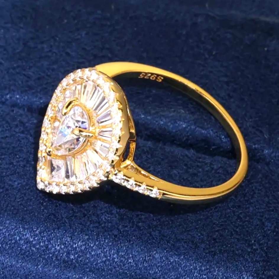 1ctmoissanite Ring925 Sterling Silvertrendy Waterdrop Design Golden High Quality 57$